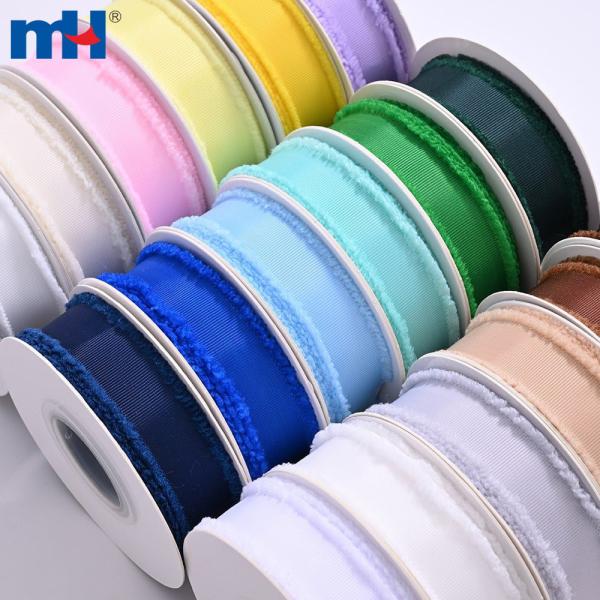 1 inch polyester fringe ribbon with satin trim for hair ties