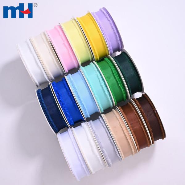 1 inch polyester fringe ribbon with satin trim for hair ties