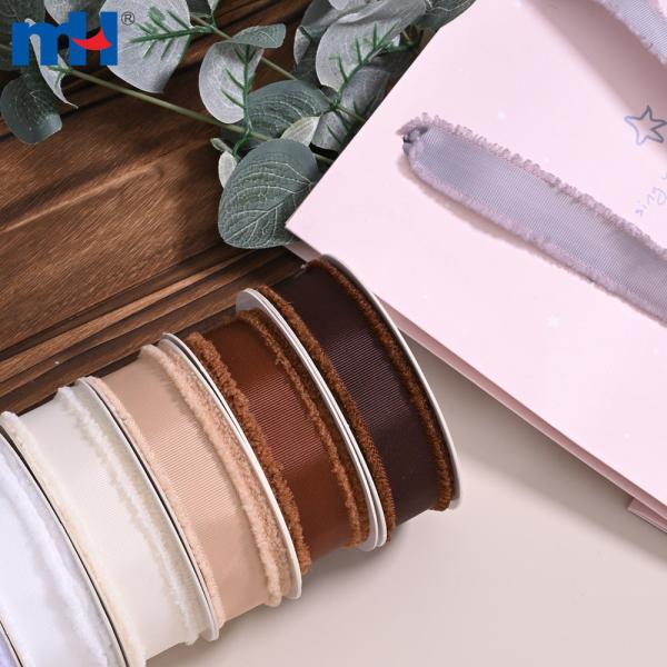 1 inch polyester fringe ribbon with satin trim for hair ties