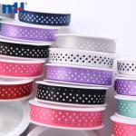Polka dot printed polyester satin ribbon