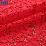 Tessuto di pizzo in nylon rosso lungo 145 cm