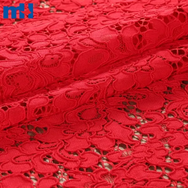 Tessuto di pizzo in nylon rosso lungo 145 cm