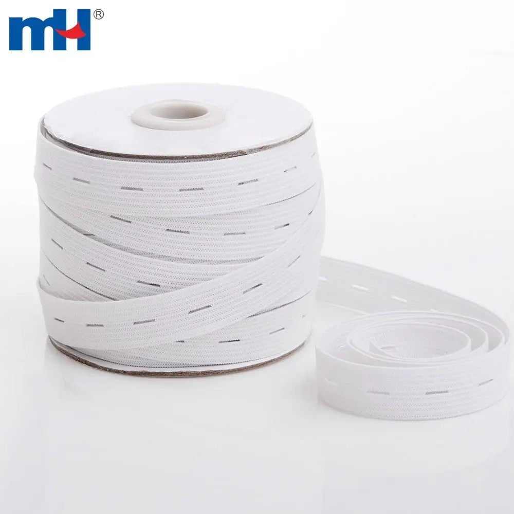 Bande élastique extensible en polyester de 15 mm avec boutonnières