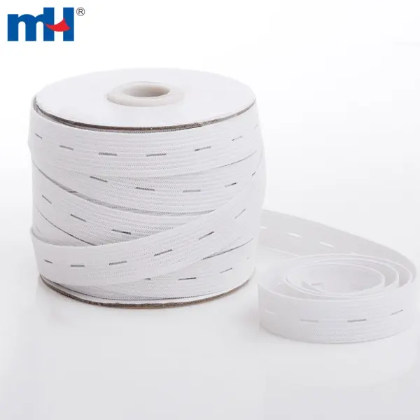 Bande élastique extensible en polyester de 15 mm avec boutonnières