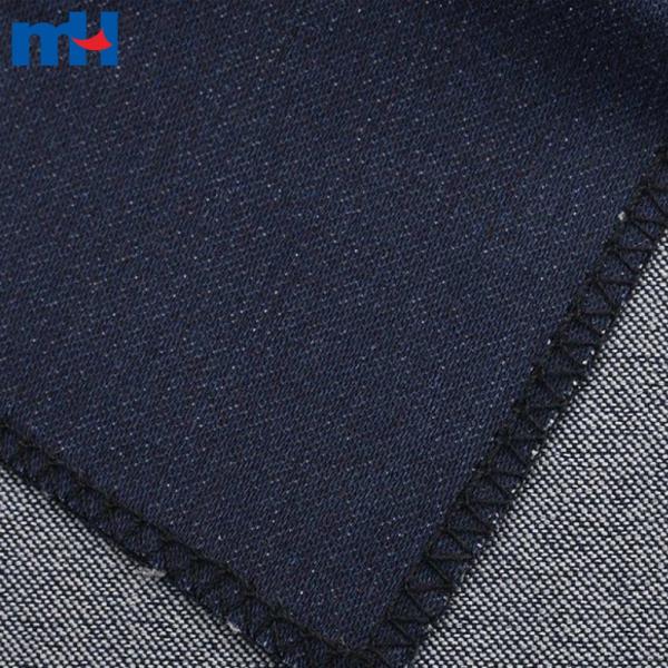 Pamuk, polyester ve spandeksten yapılmış koyu mavi denim kumaş