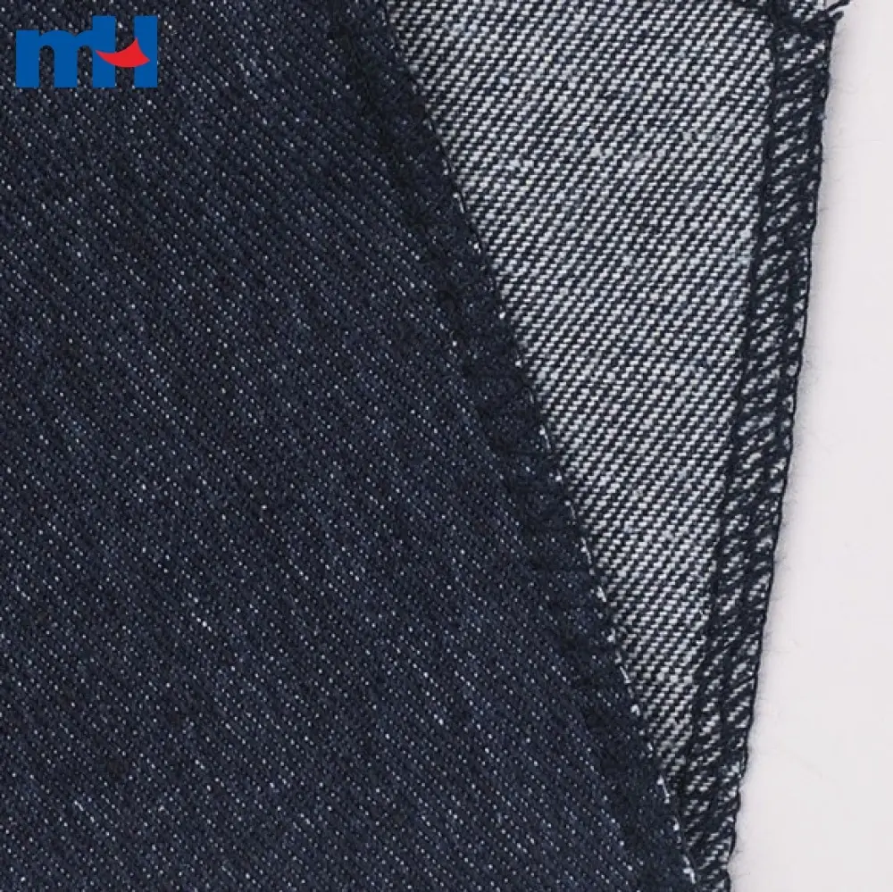 Tecido jeans azul escuro de algodão e poliéster