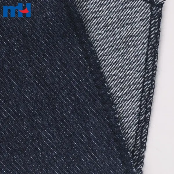 Tecido jeans azul escuro de algodão e poliéster
