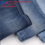 Tecido jeans azul escuro de algodão e poliéster