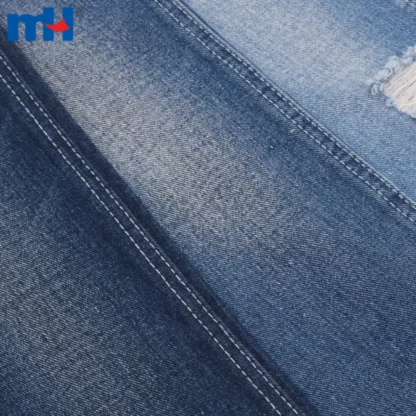 Tecido jeans azul escuro de algodão e poliéster