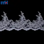 Borde de encaje acanalado de 18 cm: atractivo bordado floral para diseños nupciales