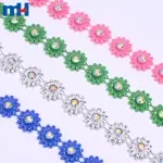 Decoro con fiore margherita con strass da 19 mm - Decoro floreale scintillante
