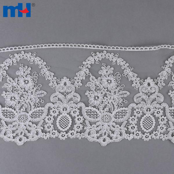 Bordure en dentelle florale élégante avec broderie complexe