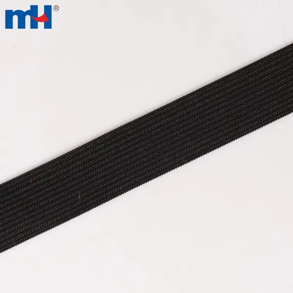 20 mm qora polyester lateks trikotaj elastik tasma