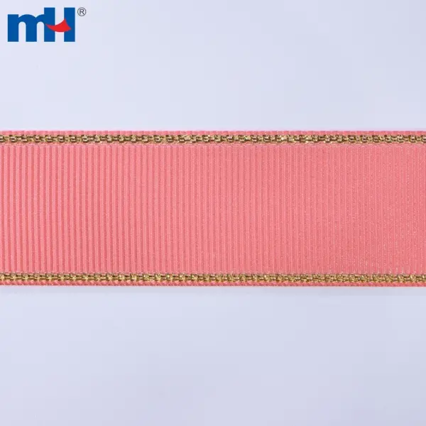 Fita de gorgorão de 25mm com bordas douradas