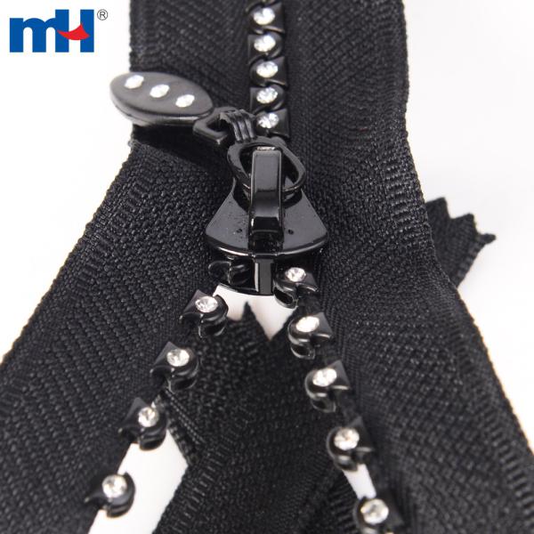 #3 Black rhinestone zipper closure