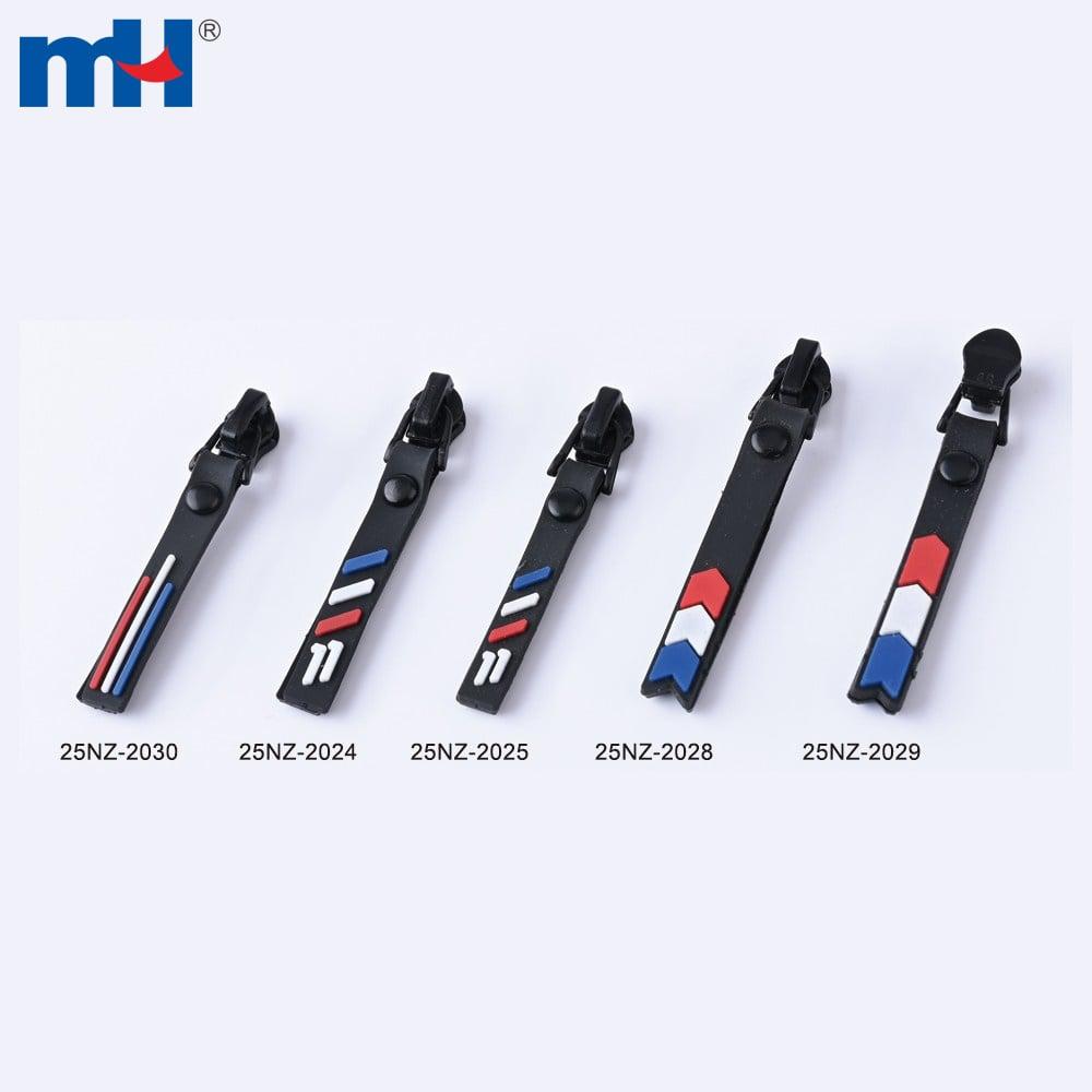 Wholesale 3# reverse self locking zipper with PVC decorative zipper puller