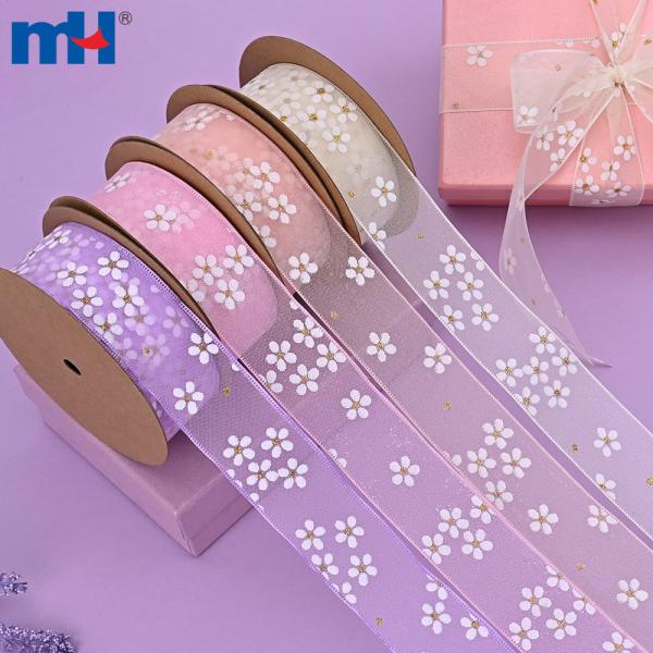Nastri in organza con stampa floreale