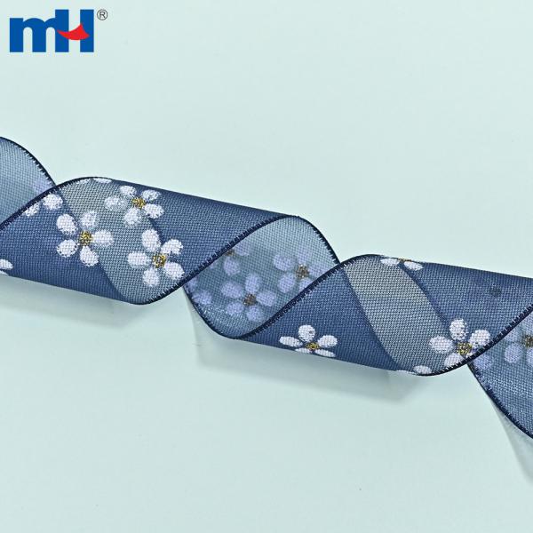 Nastri in organza con stampa floreale