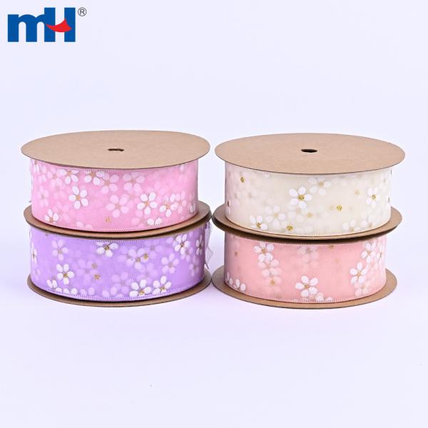 Nastri in organza con stampa floreale