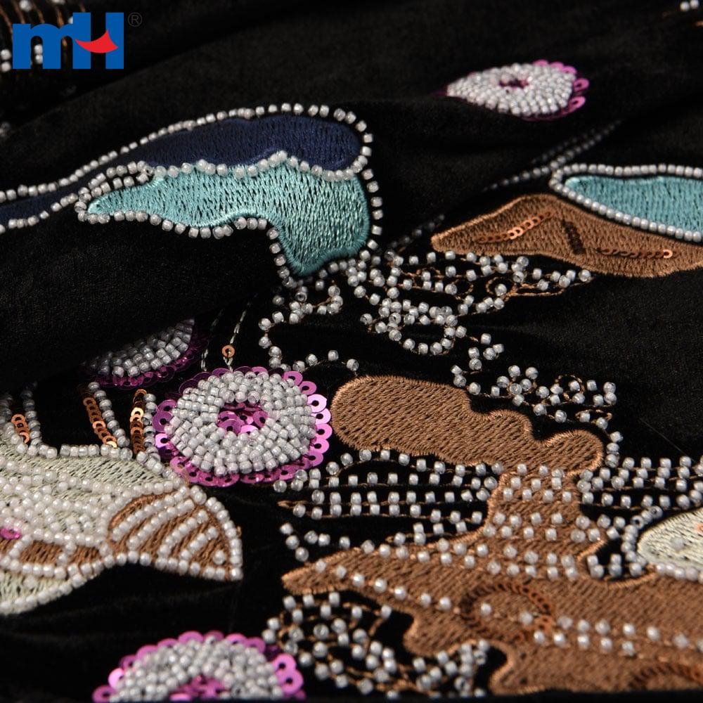 Tissu de dentelle de mariage perlé en gros