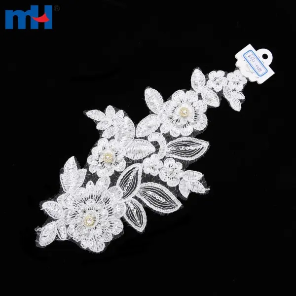 Beaded lace applique