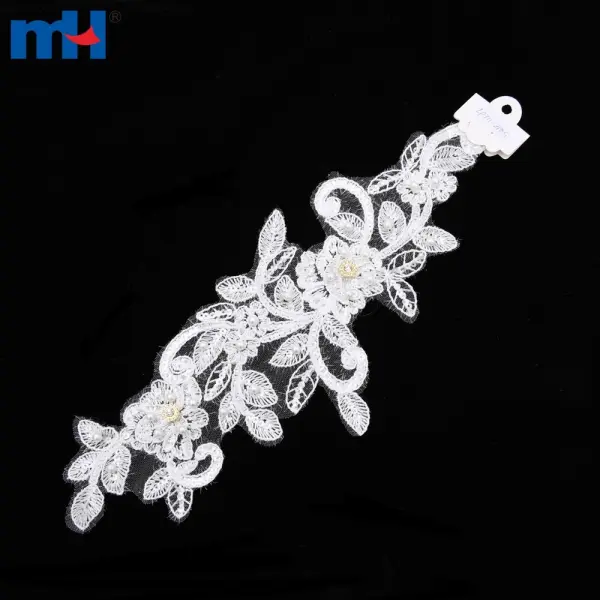 Beaded lace applique