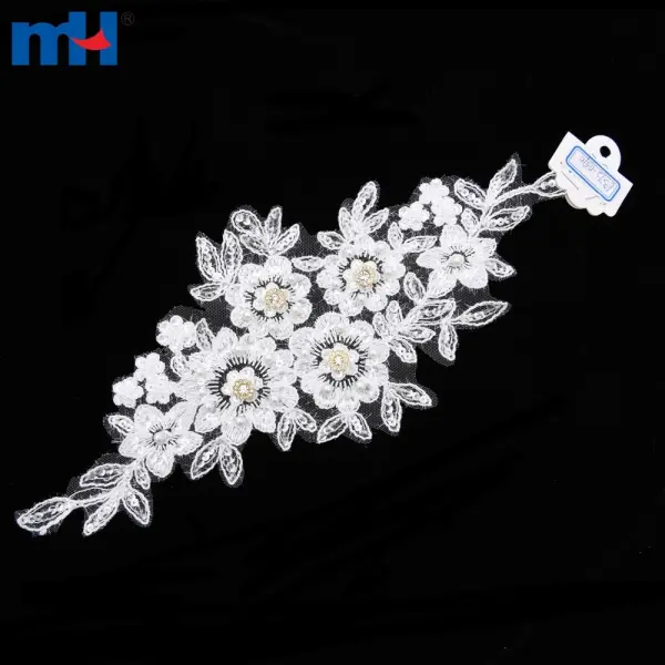 Beaded lace applique