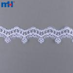 Elegante borda de renda em malha bordada com 4 cm de diâmetro e pérolas