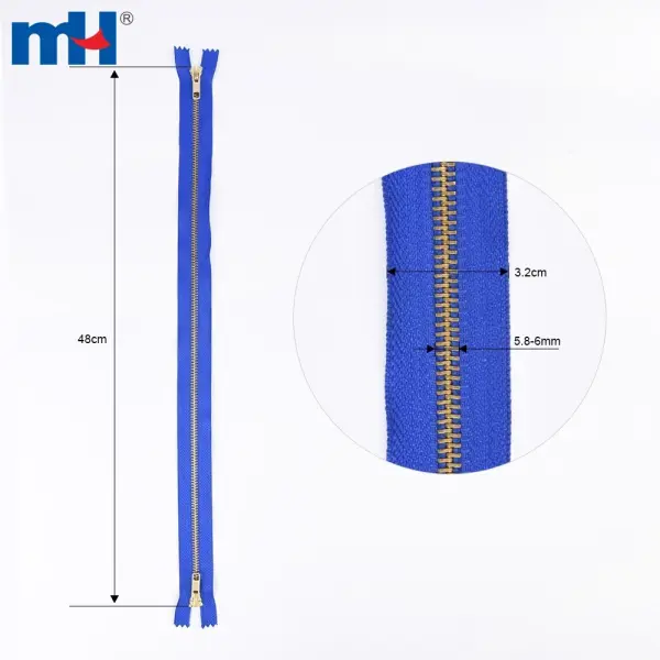 Fermeture à glissière en cuivre séparée bidirectionnelle n ° 5