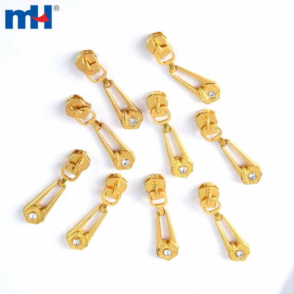 Zíperes banhados a ouro, zíperes de diamante, zíperes decorativos