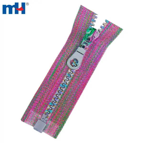 Rainbow plastic zipper, multi-color plastic zipper, colorful teeth zipper and adhesive tape