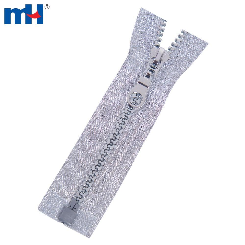 Silver plastic zipper pull, #5 molded zipper pull, separate pullers