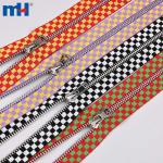 #5 Brass zipper with embossed ribbon