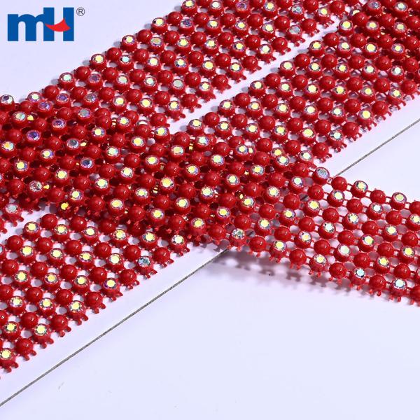 6 Rows Rhinestone Mesh Ribbon - Perfect for costumes, diy and craft projects