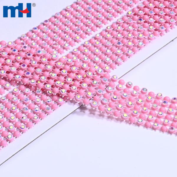 6 Rows Rhinestone Mesh Ribbon - Perfect for costumes, diy and craft projects