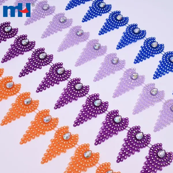 72 mm tropfenförmige Kunststoff-Strass-Lünette – funkelnde Blumenverzierung