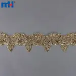 Hashamatli metallli oltin to'rli qirrasi payet va boncuklar bilan