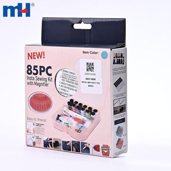 Kit da cucito con lente d'ingrandimento, 85 pezzi - Scatola piccola (120 x 120 x 29 mm)