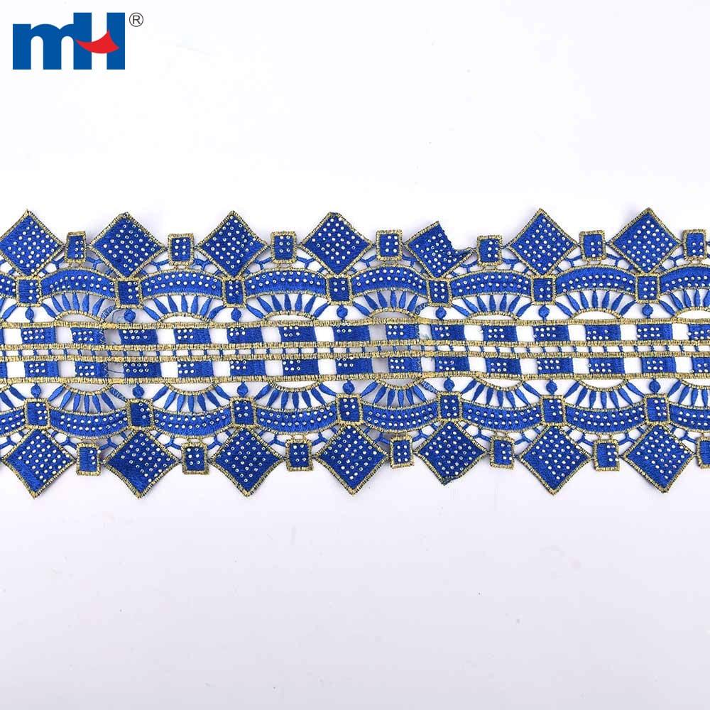 African lace trim with rhinestones