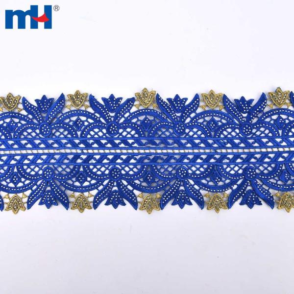 African lace trim with rhinestones