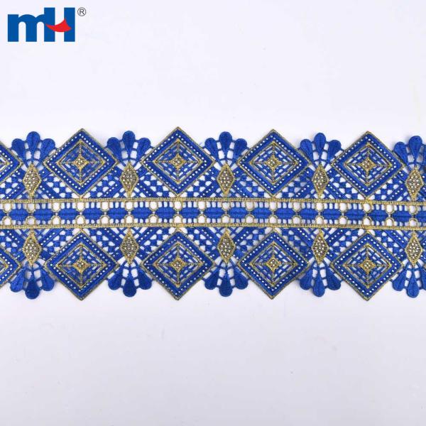 African lace trim with rhinestones