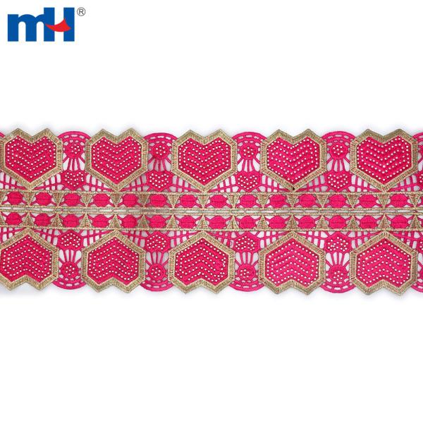 Bordure en dentelle africaine avec strass