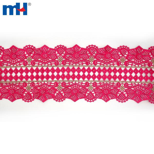 Bordure en dentelle africaine avec strass