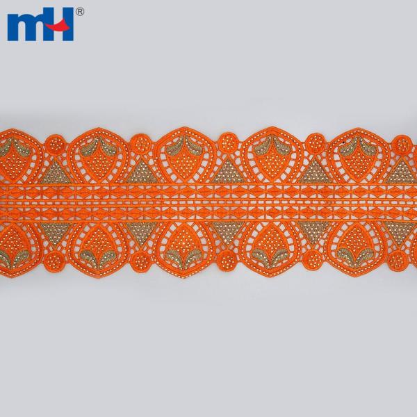 Bordure en dentelle africaine avec strass