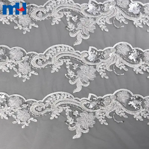 Tissu en dentelle de mariée avec perles
