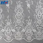Tissu en dentelle de mariée avec perles