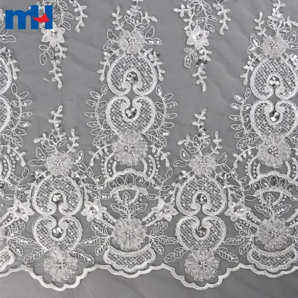 Tissu en dentelle de mariée avec perles
