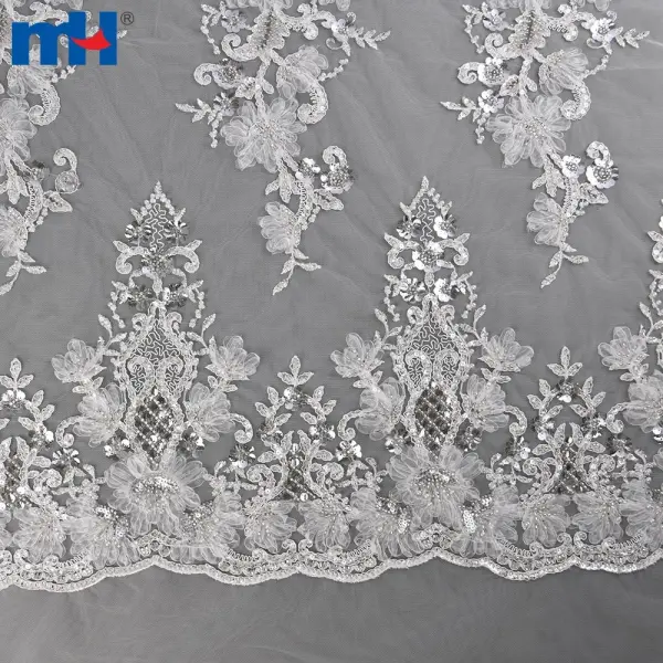 Tissu en dentelle de mariée avec perles