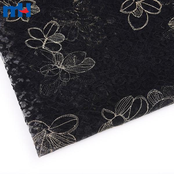 Encaje floral metalizado dorado/negro