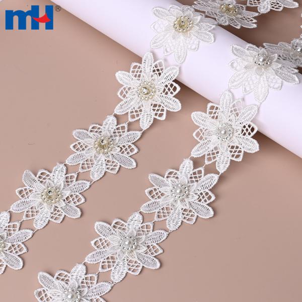 Décoration dentelle chimique hydrosoluble avec strass
